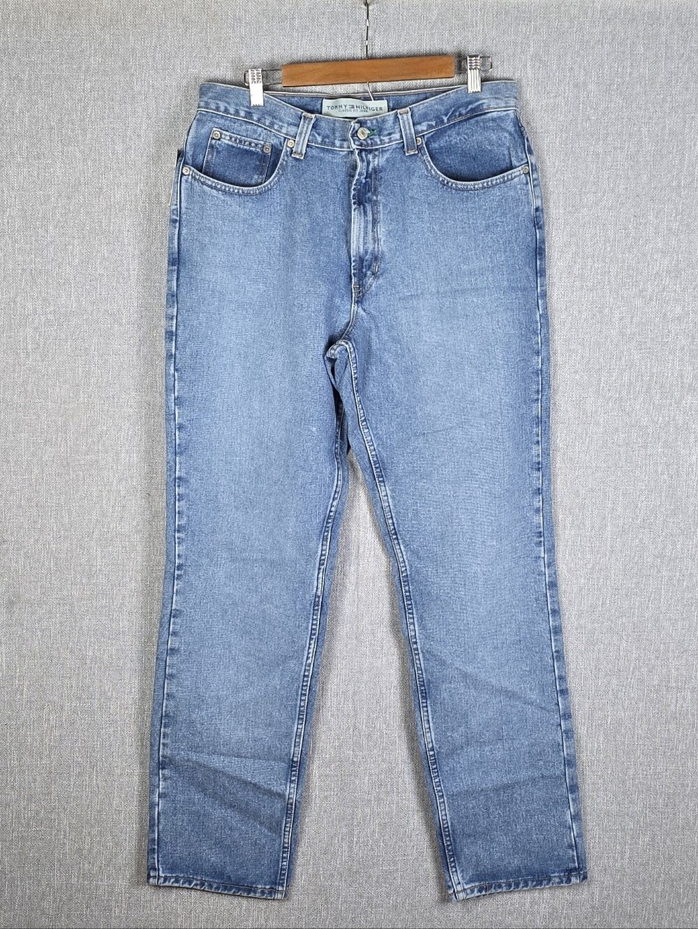 Vtg Tommy Hilfiger Basic Jeans Light Wash Sz 35×34(34×34) Deadstock Made In U.S.